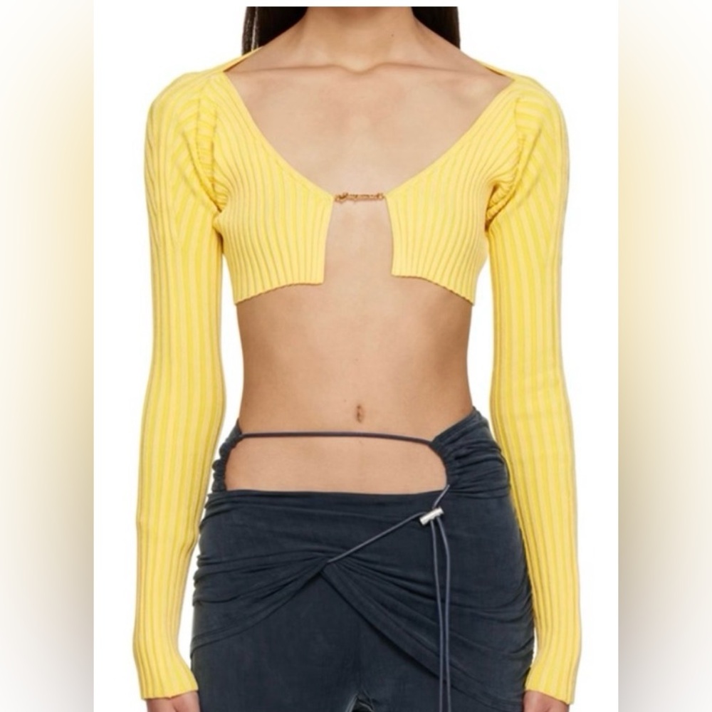 Jacquemus Sunny Yellow Ribbed Crop Top